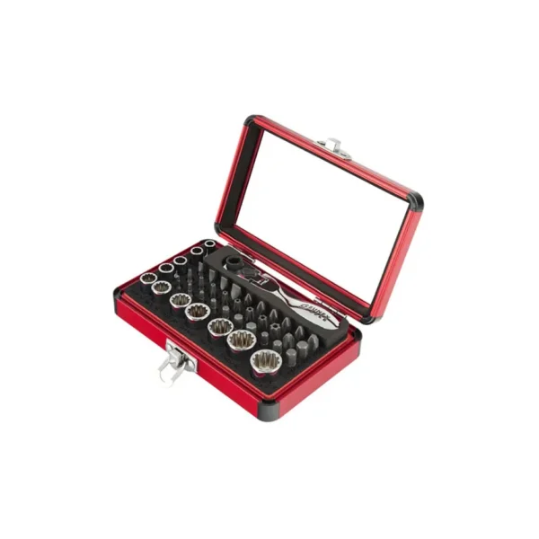Sunex Tools 44 Pc. 1/4″ Dr Mini Dual Flex Head Ratchet with Socket & Bit Set – 9732