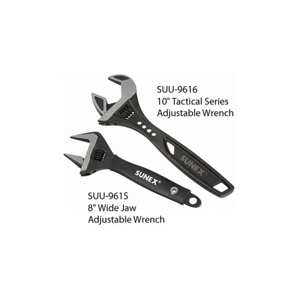 Sunex Tools 2 Pc. Adjustable Wrench Set (10 Tactical & 8 Wide Jaw) – 9617