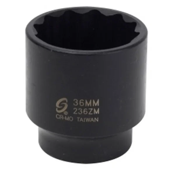 Sunex 1/2″ Drive 12 Point Impact Socket, 36mm (236ZM)