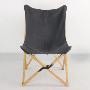 AmeriHome Black Canvas and Bamboo Butterfly Chair Set (2-Piece) BFCBCBLK2PK - view 3