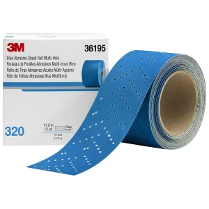 3M 2-3/4″ X 13 Yards 320+Grit Hookit Blue Abrasive Sheet Roll (36195)