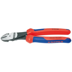 Knipex High Leverage Diagonal Cutter, Multi-Component Grips, 8″ (7422200)