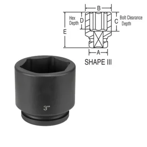 Grey Pneumatic 1″ Drive x 3-5/8″ Standard (4116R)