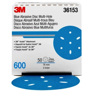 3M 3″ 600+Grit Multi Hole Hookit Blue Abrasive Disc (36153)