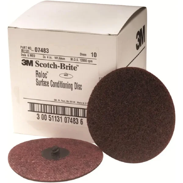 3M 4″ Medium Scotch-Brite Roloc Surface Conditioning Disc (07483)