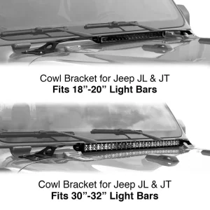 XKGLOW Cowl Light Bar Bracket for Jeep Gladiator JT & Wrangler JL (XK-BRC-COWL-JL1, XK-BRC-COWL-JL2)