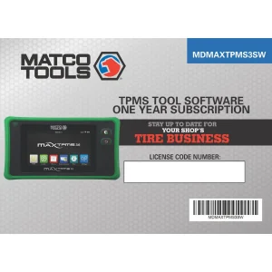 1 YEAR SOFTWARE UPDATE FOR MATCO MDMAX3.0 TPMS TOOL