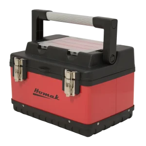 Homak 20″ Red Metal Toolbox with Black Plastic Hand Carry (RD00120004)
