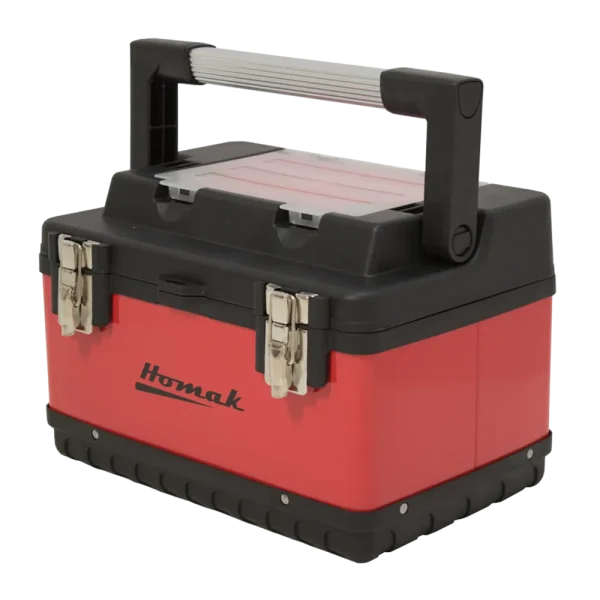 Homak 20″ Red Metal Toolbox with Black Plastic Hand Carry (RD00120004)