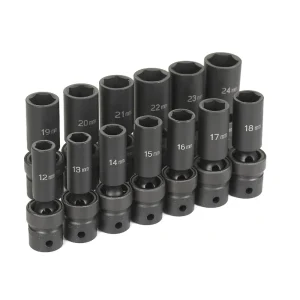 Grey Pneumatic 1/2″ Drive 13pc. Deep Length Metric Univ. Set (1313UMD) - view 2