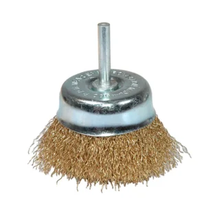 K Tool 79216 Crimped Wire End Cup Brush, 3″ Diameter, Coarse, 1/4″ Stem, 4500 Max RPM