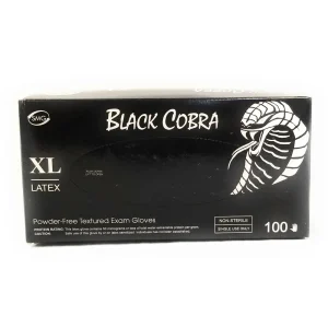 Adenna Black Cobra Powder-Free Textured Latex Exam Gloves, 5 Mil, X-Large (MG1994)