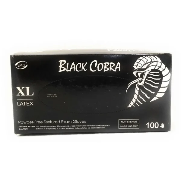 Adenna Black Cobra Powder-Free Textured Latex Exam Gloves, 5 Mil, X-Large (MG1994)