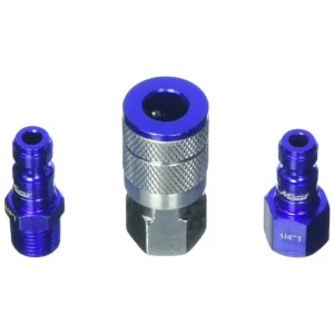 Milton S303TKIT ColorFit Coupler & Plug Kit (T-Style, Blue) – 1/4″ NPT, 3-Piece