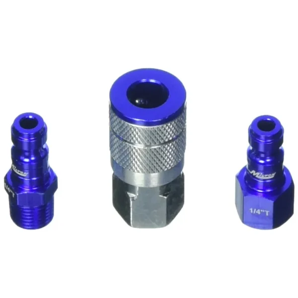 Milton S303TKIT ColorFit Coupler & Plug Kit (T-Style, Blue) – 1/4″ NPT, 3-Piece