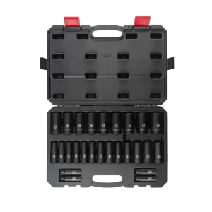 Sunex 26 Piece 1/2″ Drive Deep Metric Impact Socket Set (2646)
