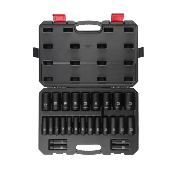 Sunex 26 Piece 1/2″ Drive Deep Metric Impact Socket Set (2646)