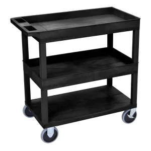 Luxor Workspaces 32″ X 18″ Cart – Two Tub/One Flat Shelves (EC112HD-B)