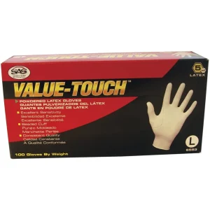 SAS Safety 6592 Value-Touch Powdered Latex Disposable Gloves, Medium