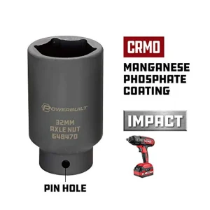 Powerbuilt 648470 1/2-Inch Driver by 32mm Axle Nut Socket, Black - view 3
