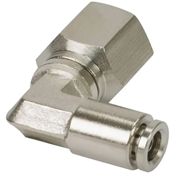 VIAIR 1/8 NPT Female to 3/8 Airline 90 Degree Swivel Elbow Nickel Fitting (13852)