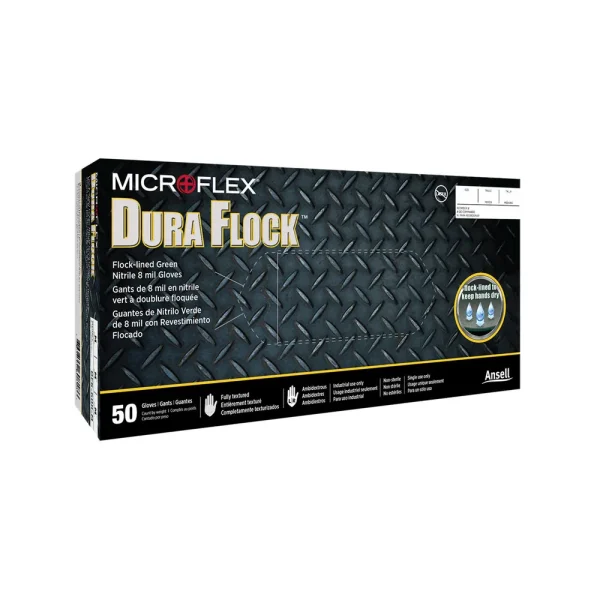 Microflex DFK-608S Flock-Lined 8 Mil Nitrile Gloves – Small
