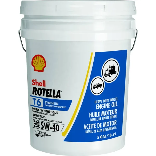 Shell Rotella T6 Full Synthetic Motor Oil 5W-40 5 Gallon – SYN5-40-5