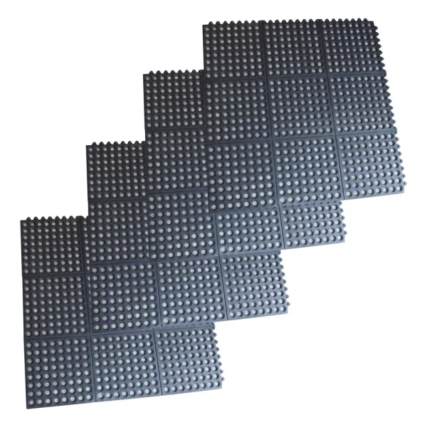 Buffalo Tools RMAT33I4PK 3 x 3 Foot Interlocking Rubber Mats – 4 Pack
