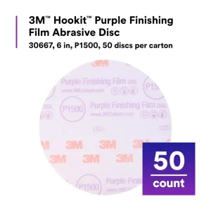 3M 6″ P1500 Hookit Purple Finishing Film Disc (30667) - view 2