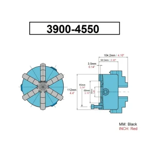 HHIP 4″ 6-JAW SELF CENTERING PLAIN BACK LATHE CHUCK (3900-4550) - view 4