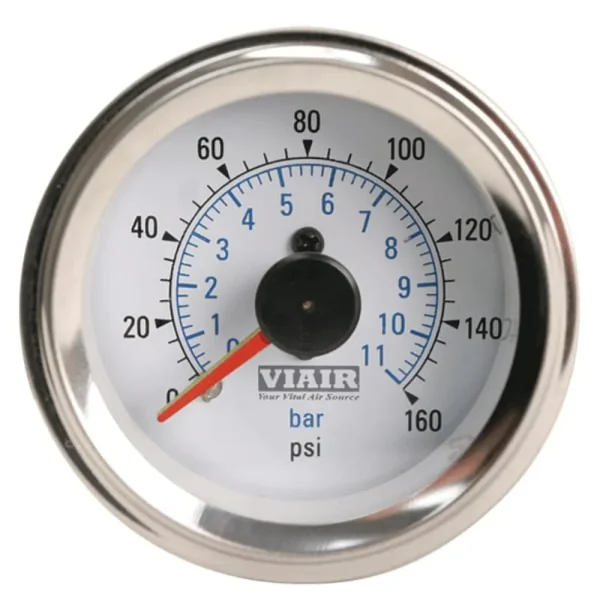 VIAIR White Face Dual Needle 2-Inch Gauge Illuminated 220 PSI (90081)
