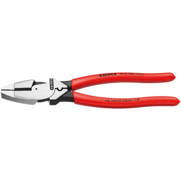 Knipex Lineman’s Pliers New England Style with Non-Slip Plastic Coating 9-1/2″ (0911240)