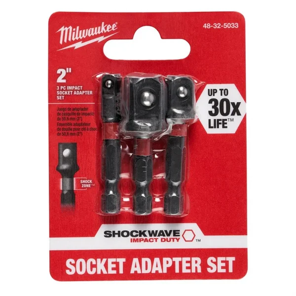 SHOCKWAVE 1/4″ Hex Shank Socket Adapter Set (1/4″, 1/2″, 3/8″)