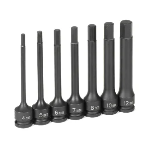 3/8″ Dr. 7 Pc. 4″ Length Metric Hex Driver Set GRE1247MH