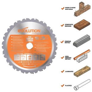 Evolution Power Tools 7 1/4 In. Multipurpose x 20T x 20mm Arbor RAGEBLADE - view 2