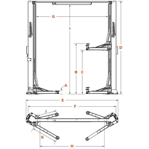 Dannmar 10000 lb. Capacity 2 Post Lift D2 10A 5175313 - view 4