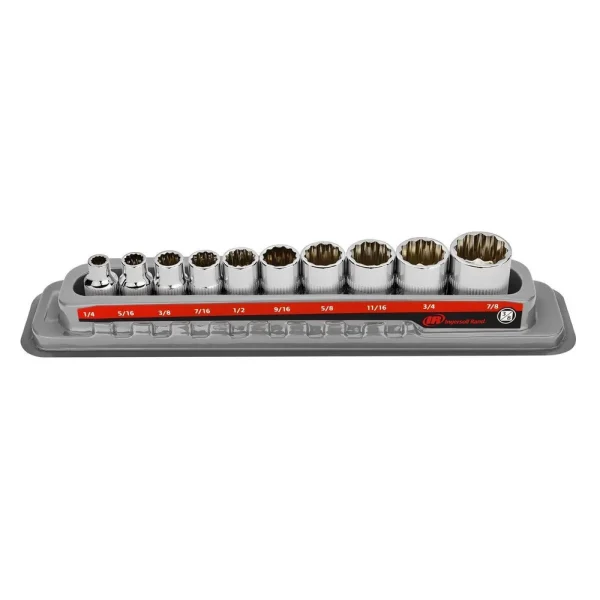 Ingersoll Rand Hand Tools 10 Piece 3/8 In. Drive Shallow Socket Set – SAE 12-Pt 752048X