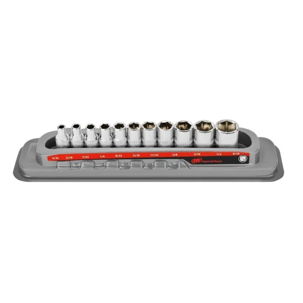 Ingersoll Rand Hand Tools 11 Piece 1/4 In. Drive Shallow Socket Set – SAE 6-Pt 752044X
