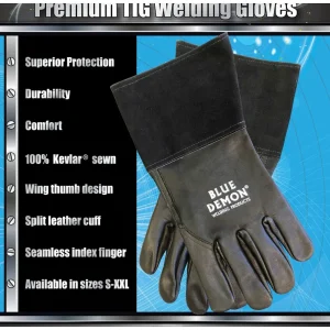 Blue Demon Premium Tig Welding Gloves Goatskin Black Small - view 2