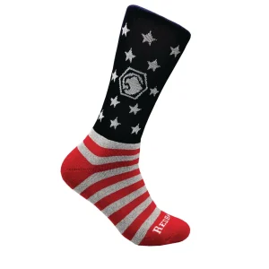 MEN’S REDBACK MATCO BAMBOO CREW SOCKS, USA RED/WHITE/BLUE – 6 PAIRS