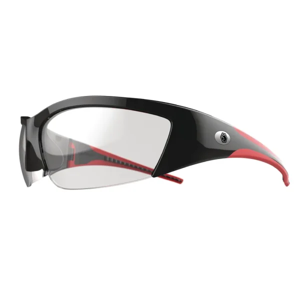 FORCEFLEX SAFETY GLASSES BLACK AND RED HALF FRAME WITH ANTI-FOG CLEAR LENSES