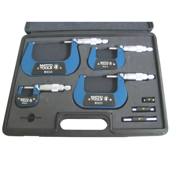 4 PIECE 0-4″ OUTSIDE MICROMETER SET