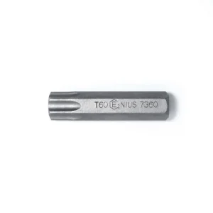 Genius Tools 12mm Hex Shank, T-60 Tamperproof Star Bit 56mmL – 7360