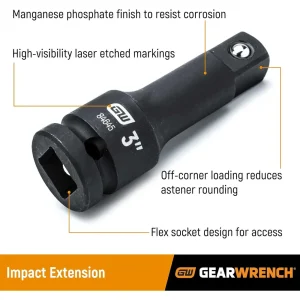 Gearwrench 84926N 4 Piece 3/8″ Drive Impact Extension Set - view 2