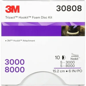 3M 6″ 2/Kit 3000 & 8000 Grit Trizact Hookit Foam Disc Kit (30808) - view 2