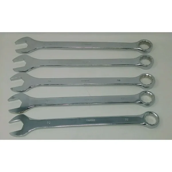 V8 Tools 9105 Jumbo Combination Wrench Set, 5 Piece, 30Mm To 36Mm, Long Pattern, Fully Polished