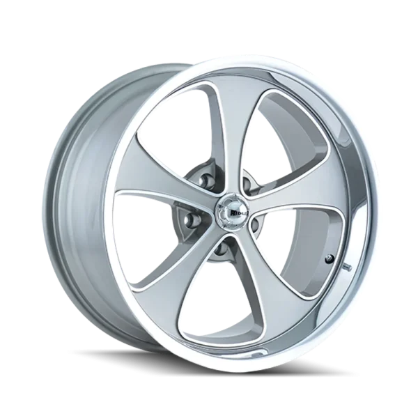 Ridler 645 Gloss Grey w/ Machined Face and Polished Lip Wheels