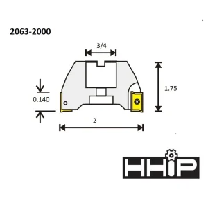 HHIP 2″ X 3/4 BORE 90 DEGREE APKT INDEXABLE FACE MILL (2063-2000) - view 2