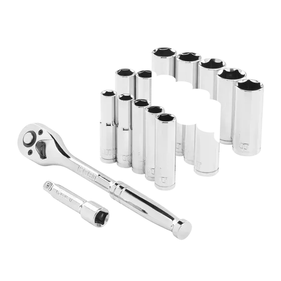 18 PC. 3/8″ Deep Drive Socket Set with Ratchet