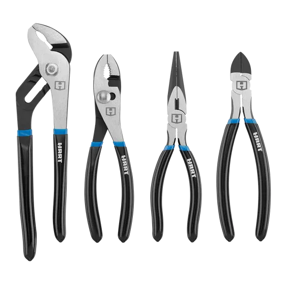 4 PC. Pliers Set w/ 10″ Groove Joint, 8″ Slip Joint, 8″ Long Nose & 8″ Diagonal